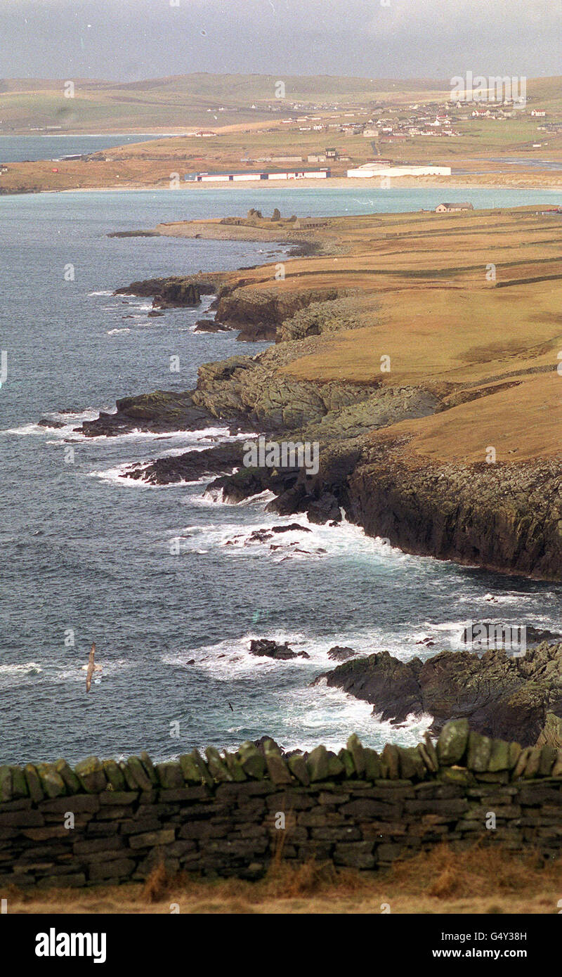A general view of the site of the Braer oil disaster. In January 1993 ...