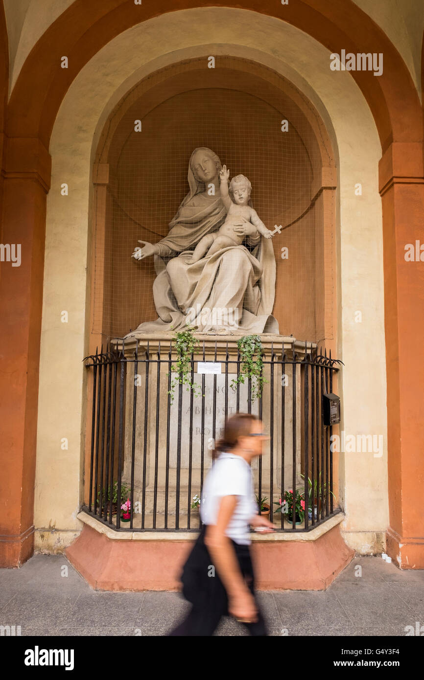 The Fat Madonna, Madonna grassa, in the porticos on the Via Saragozza, Bologna, Italy Stock Photo
