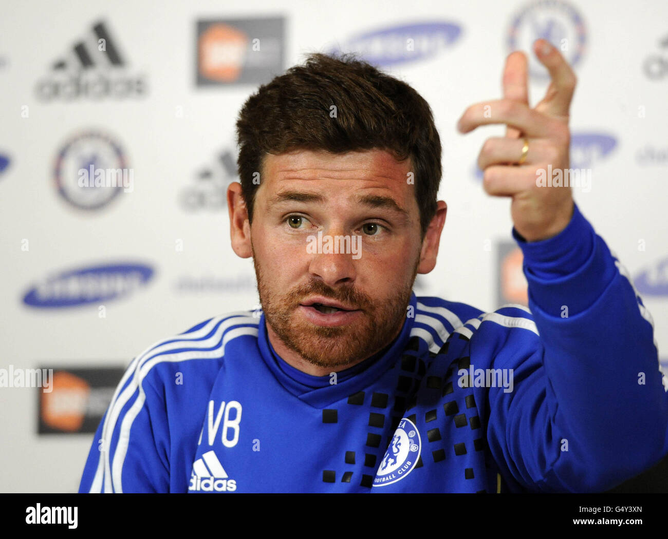 Chelsea manager Andre Villas-Boas during the press conference at Chelsea FC Training Ground, Stoke D'Abernon. Stock Photo