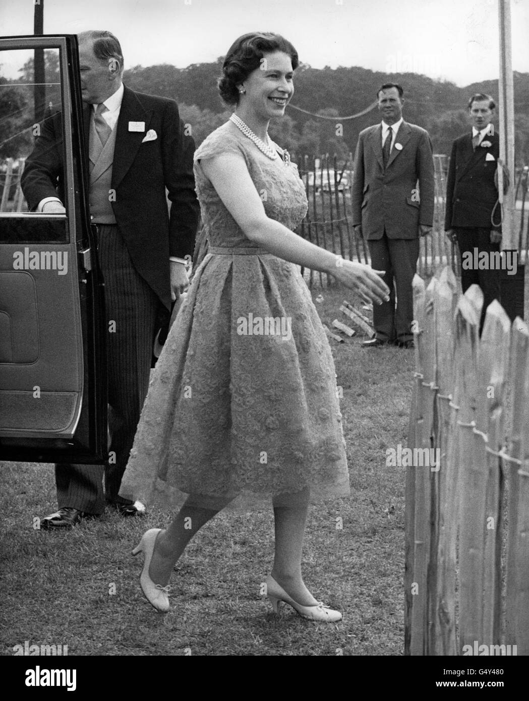 Queen Elizabeth II arriving at Smith's Lawn, Windsor Great Park, to watch the Duke of Edinburgh Stock Photo