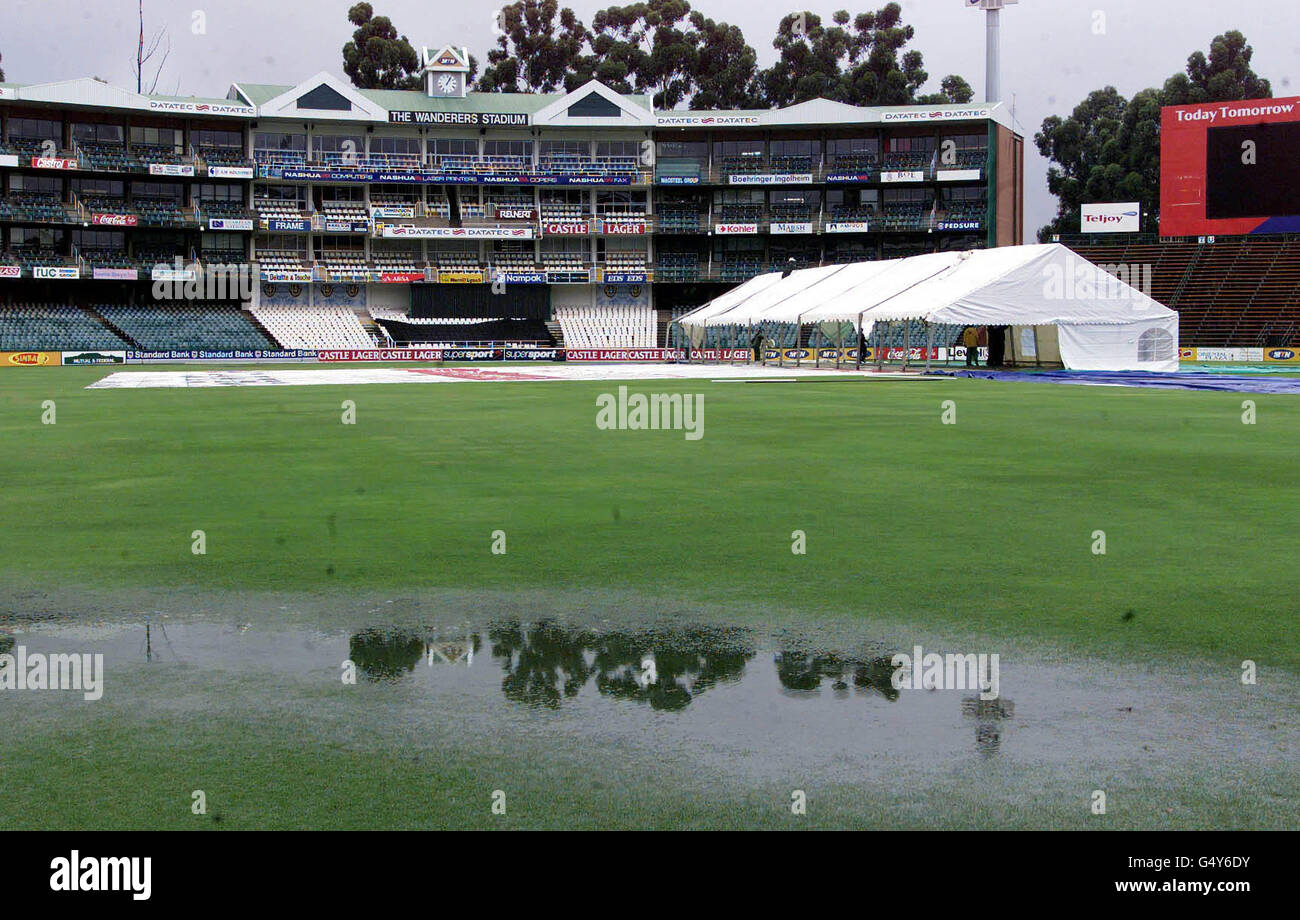 A wet Wanderers Stadium in Johannesburg. The ground has sold out all