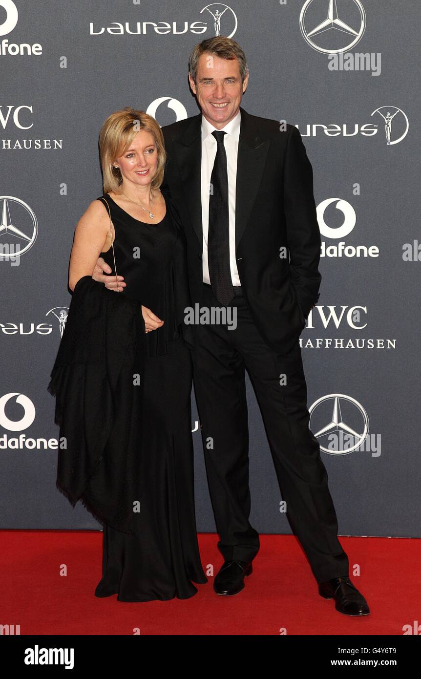 Alan Hansen and wife arriving for 2012 Laureus World Sports