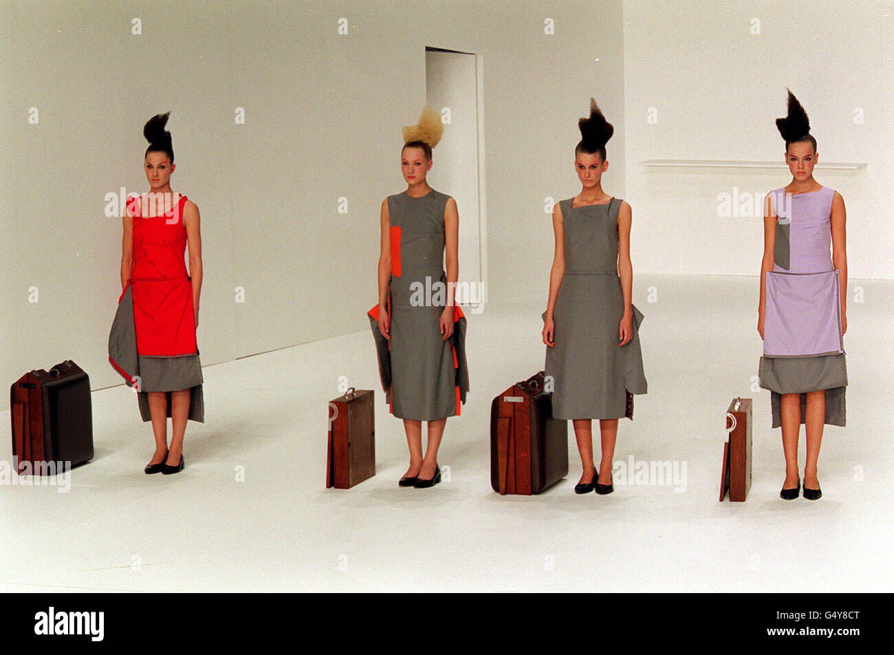 Models wear creations from designer hussein chalayan autumn winter