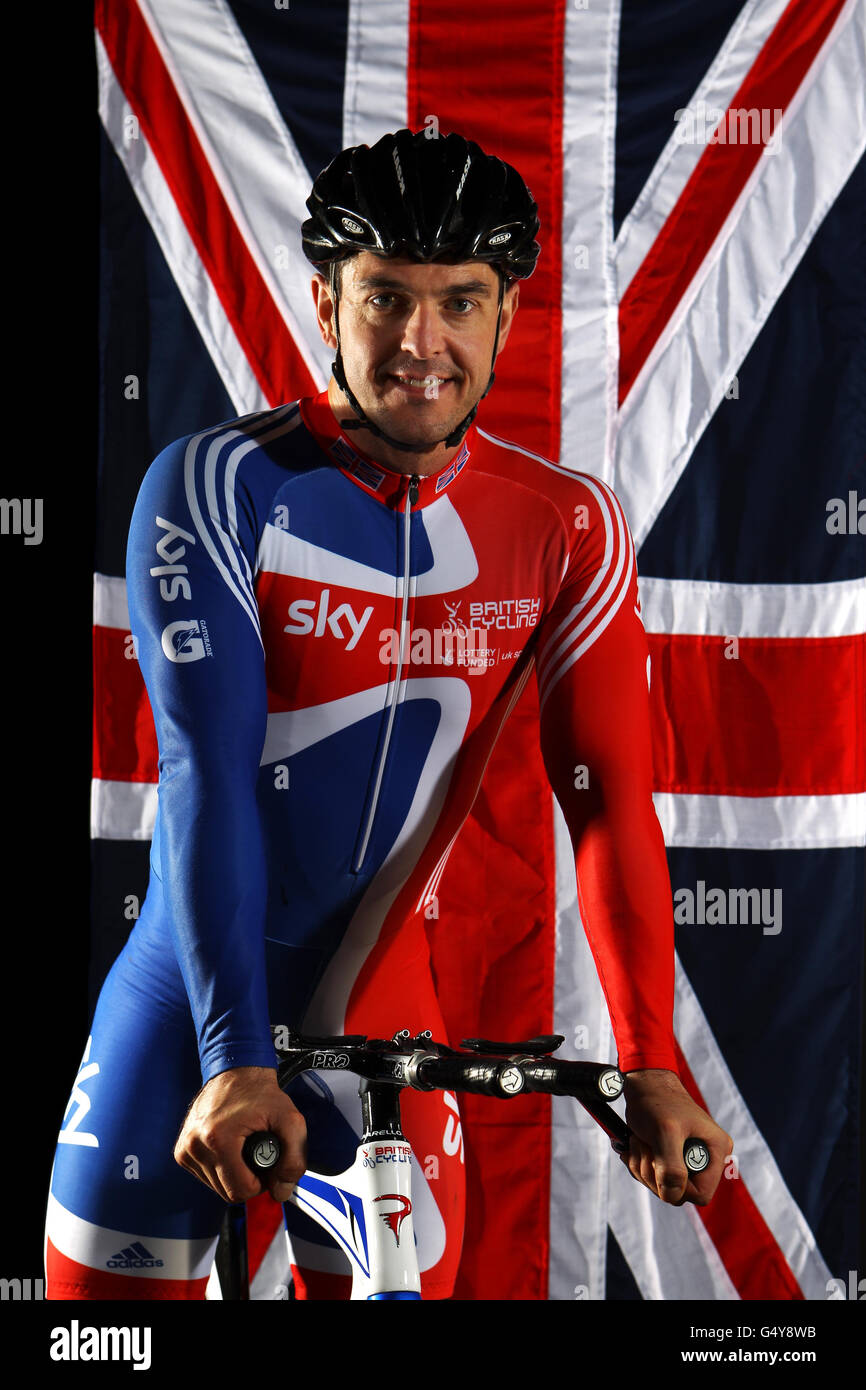 Paralympic cyclist Mark Colbourne during a photocall at the Newport Velodrome, Newport. Stock Photo
