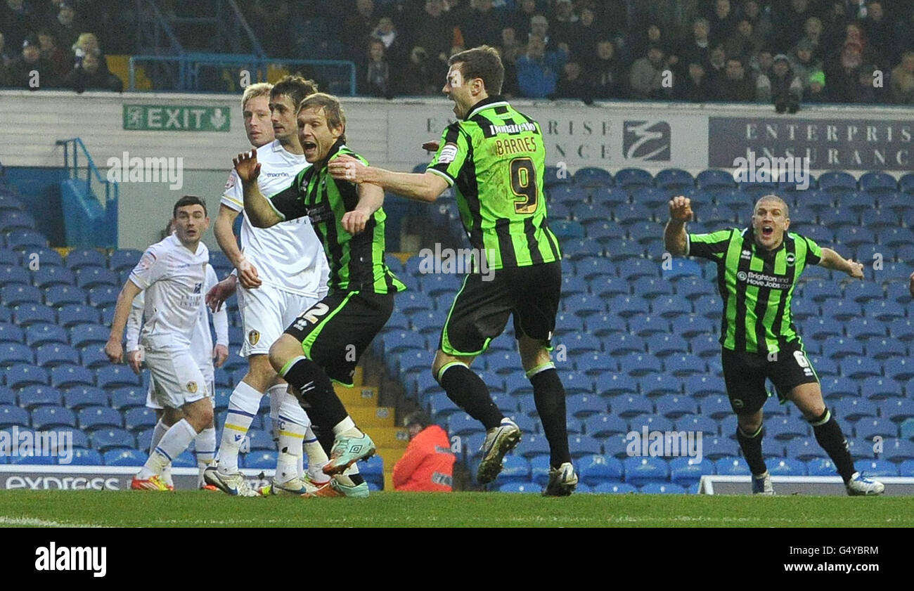 Brighton & Hove Albion's Craig Mackail-Smith celebrates scoring his team's first goal during the npower Football League Championship match at Elland Road, Leeds. Stock Photo