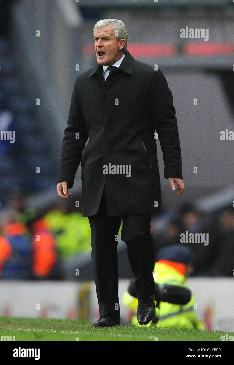 Queens Park Rangers' manager Mark Hughes during the Barclays Premier League match at Ewood Park, Blackburn. Stock Photo