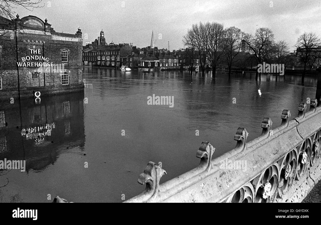 The cathedral city of York after the River Ouse flooded its banks. Stock Photo