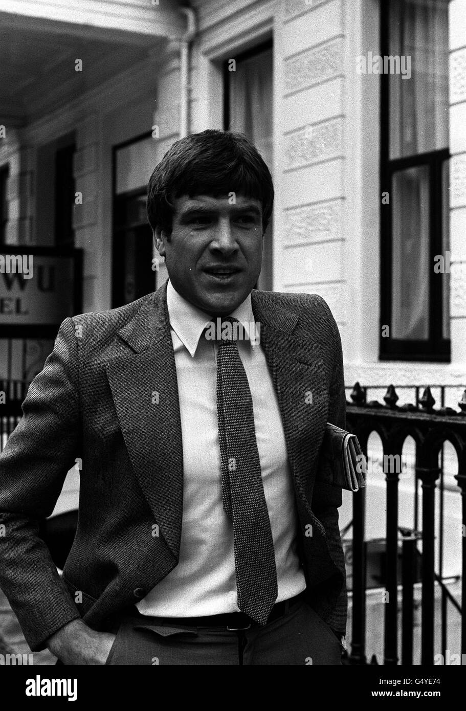 Former england football captain emlyn hughes arrives 16 lancaster gate