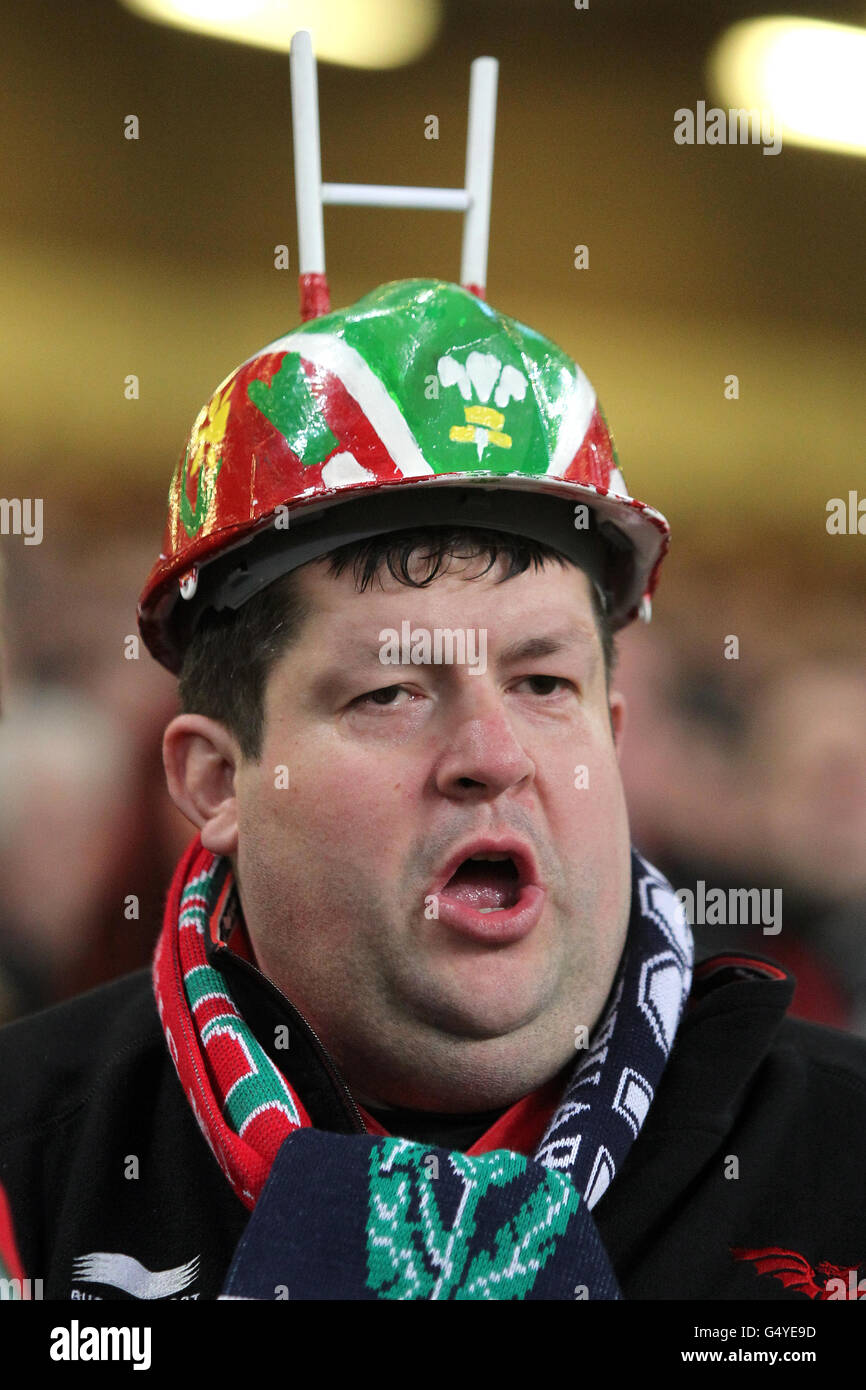 A wales fan shows support in stands hi-res stock photography and images ...