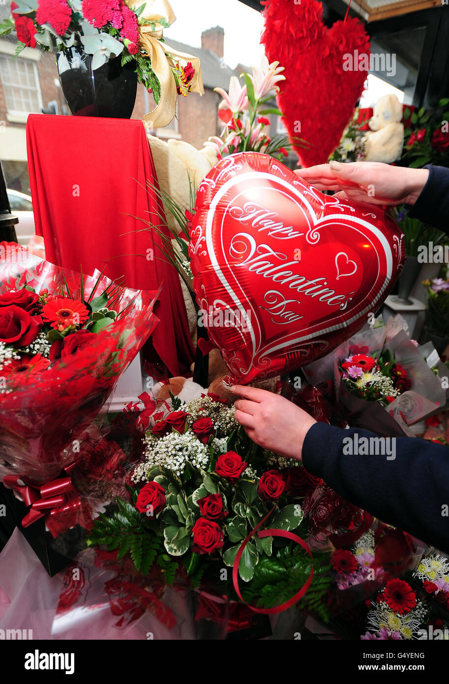 Flowers on display at Phillips Florists in Stapenhill, Burton on Trent