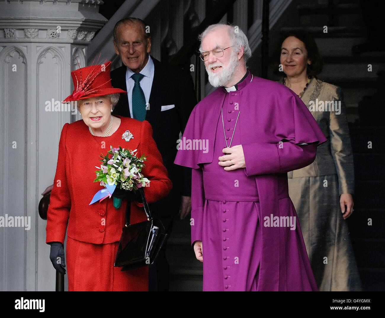 Queen Elizabeth Ii And The Archbishop Of Canterbury Dr Rowan Williams Leave Lambeth Palace In