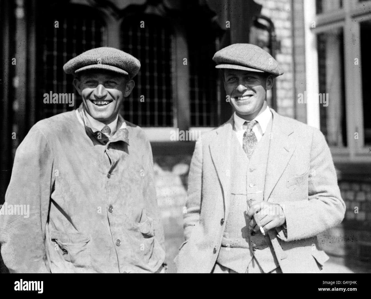 Melhorn and Bobby Jones. Melhorn (left) and Bobby Jones pictured at St. Anne's golf course durign the British Open Golf Championships Stock Photo