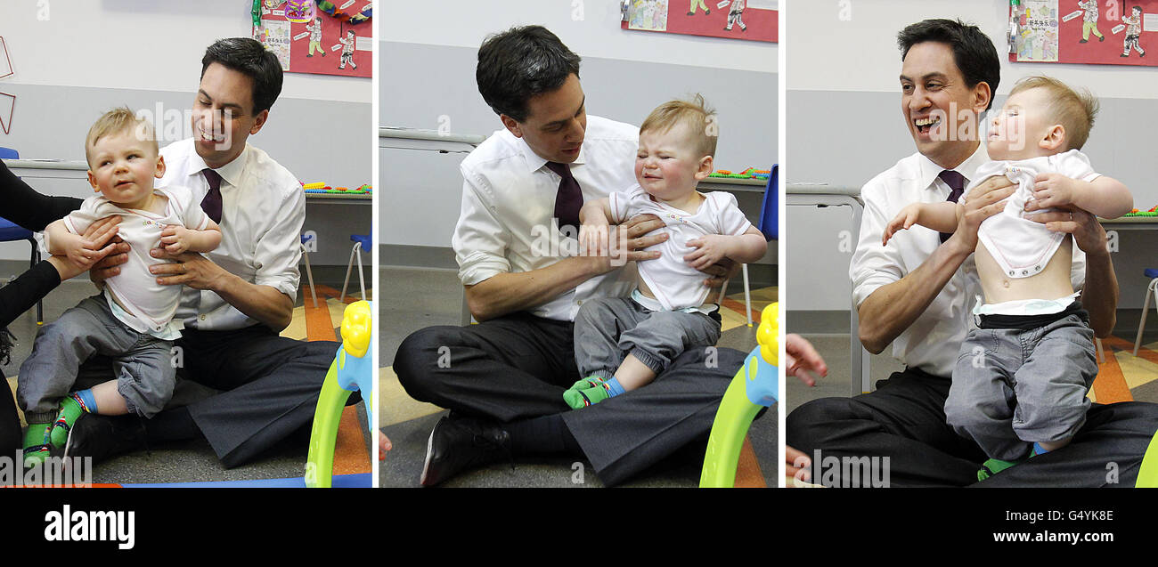 Miliband visits Greater Manchester Stock Photo