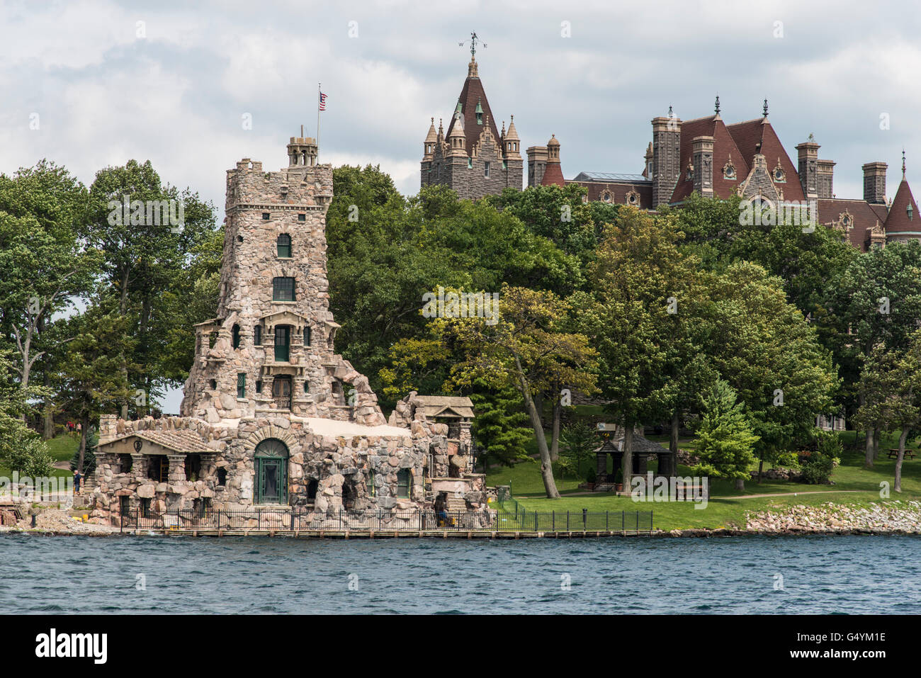 Alster Tower and Boldt castle on Heart Island Stock Photo