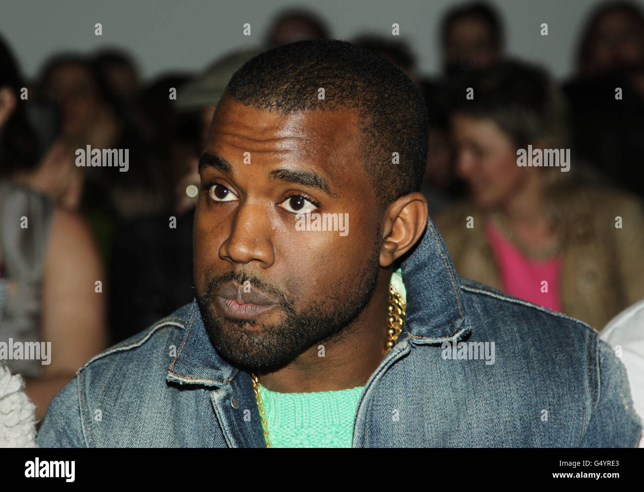 Kanye West attending the Mark Fast London Fashion Week show, at the Courtyard Show Space, Somerset House in central London. Stock Photo