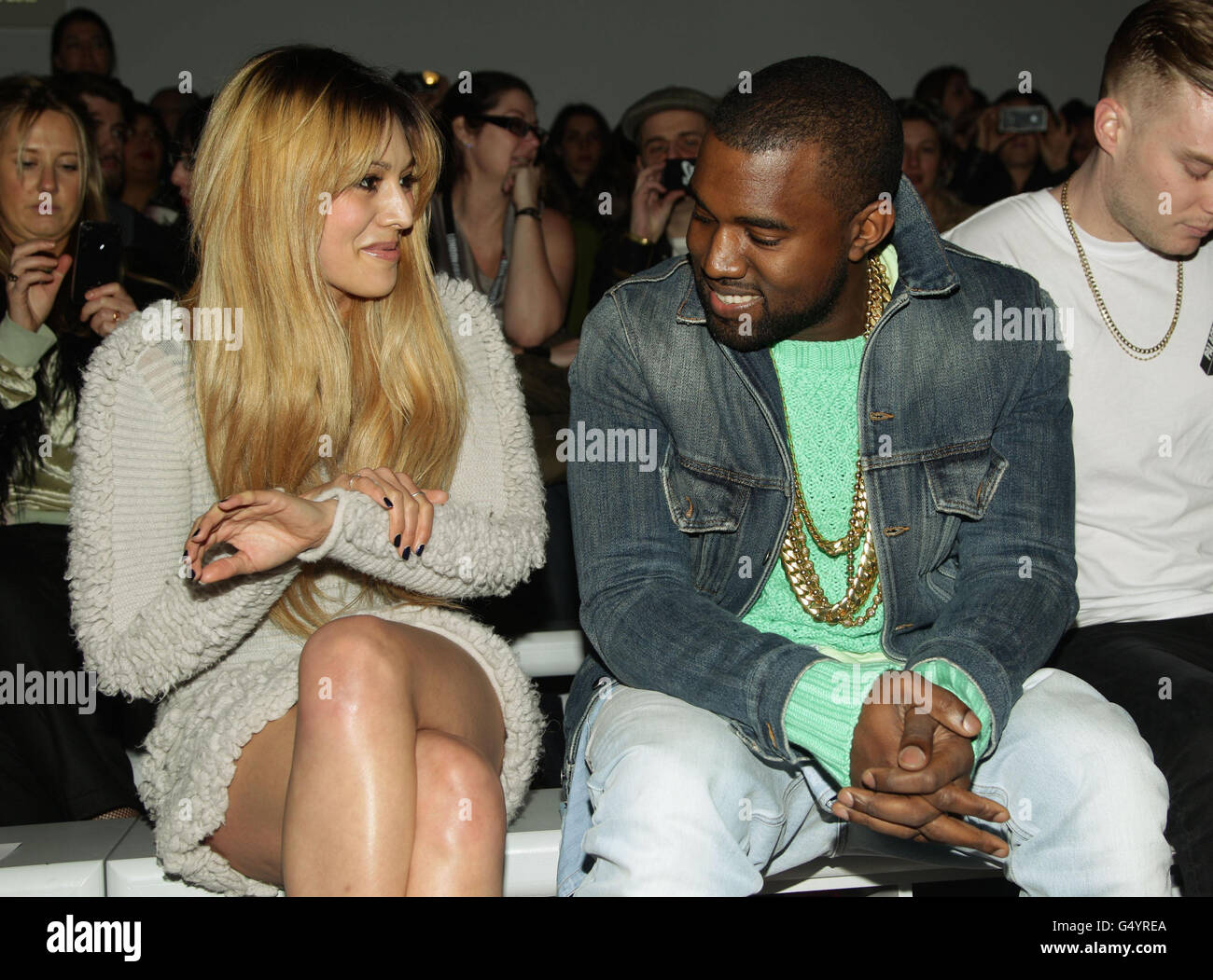 Kanye West and Zara Martin attending the Mark Fast London Fashion Week show, at the Courtyard Show Space, Somerset House in central London. Stock Photo