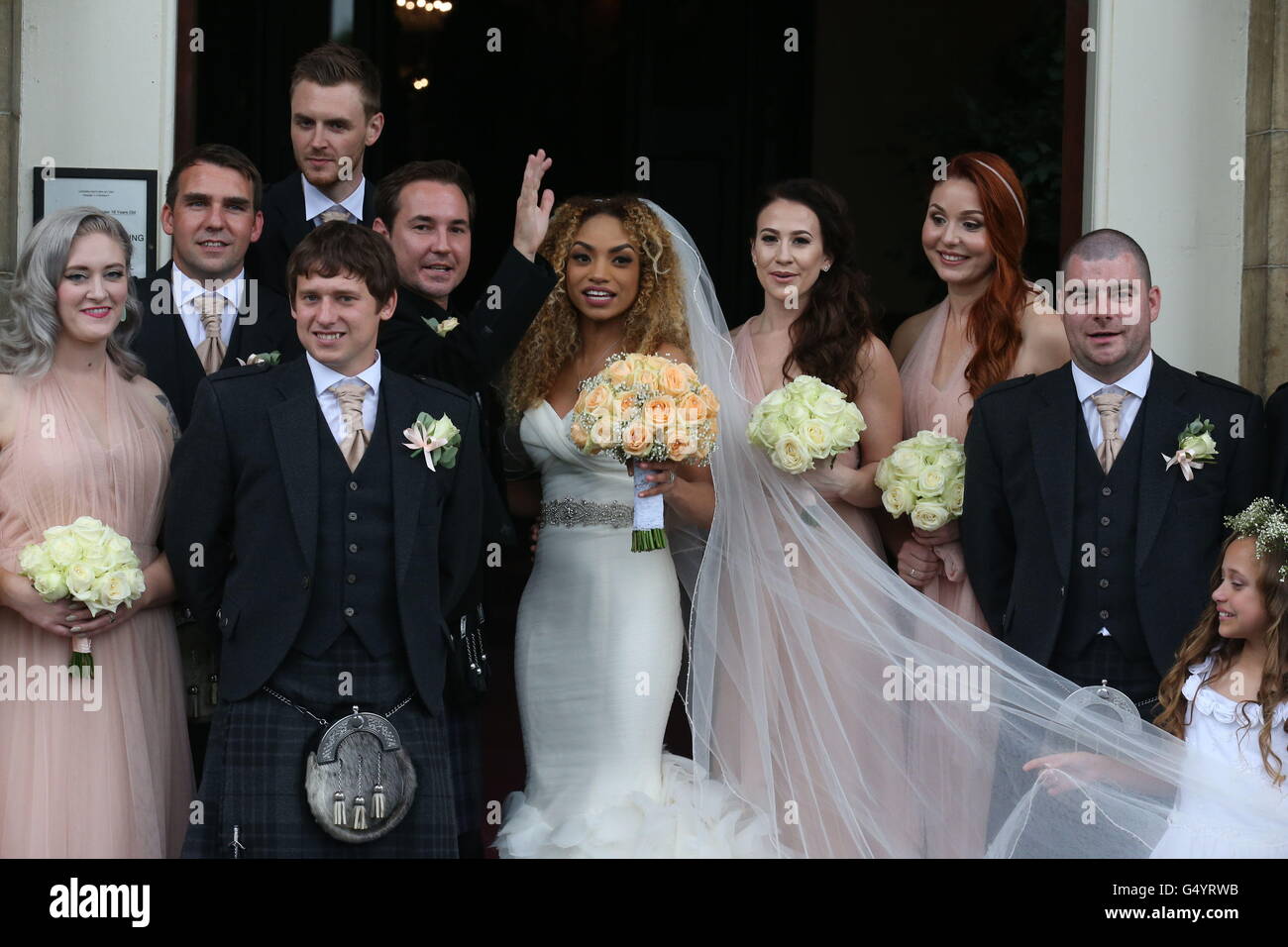 Actor Martin Compston and Tianna Chanel Flynn with their guests at the Mar  Hall resort in Renfrewshire after their wedding Stock Photo - Alamy