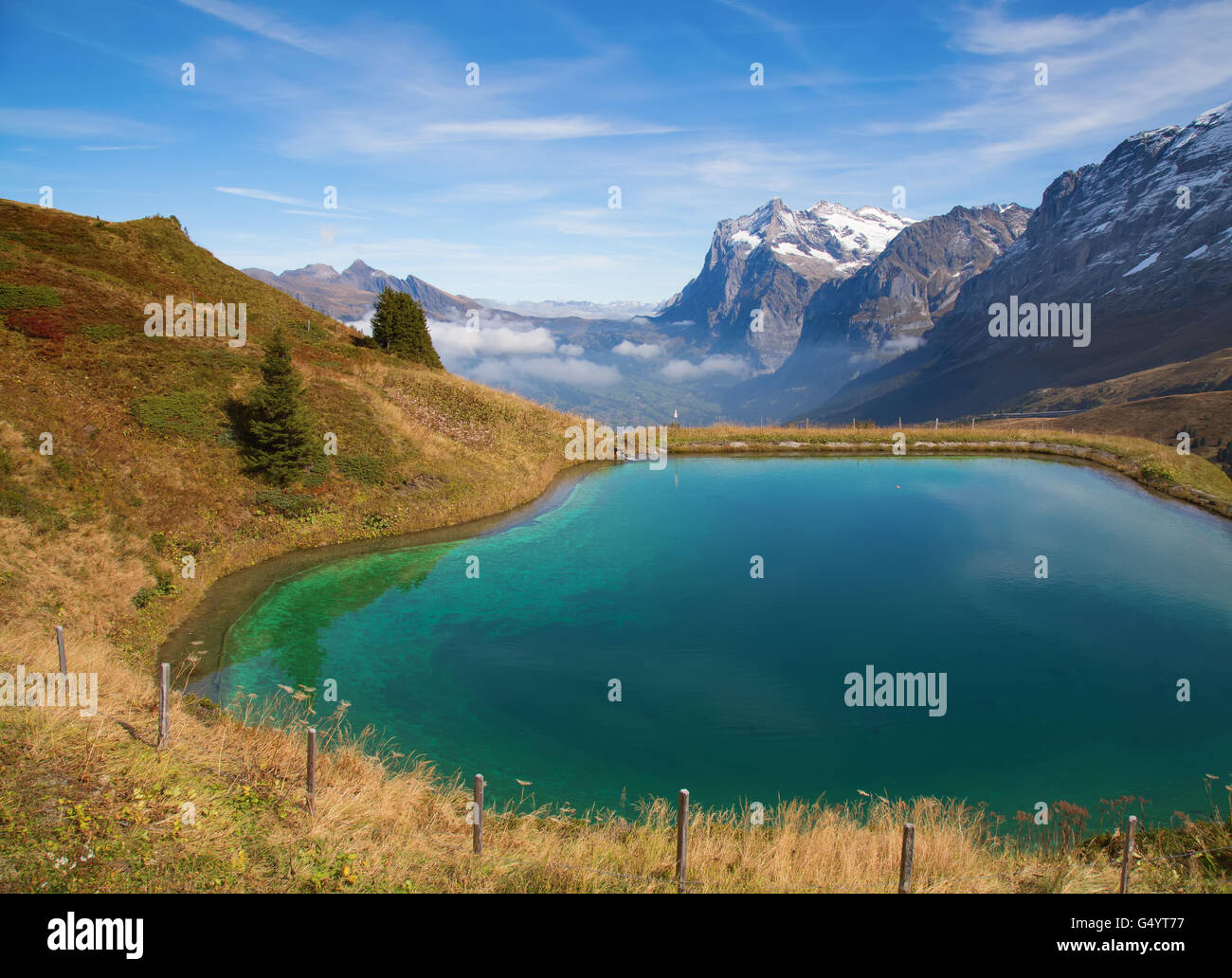 Autumn landscape in the Jungfrau region Stock Photo