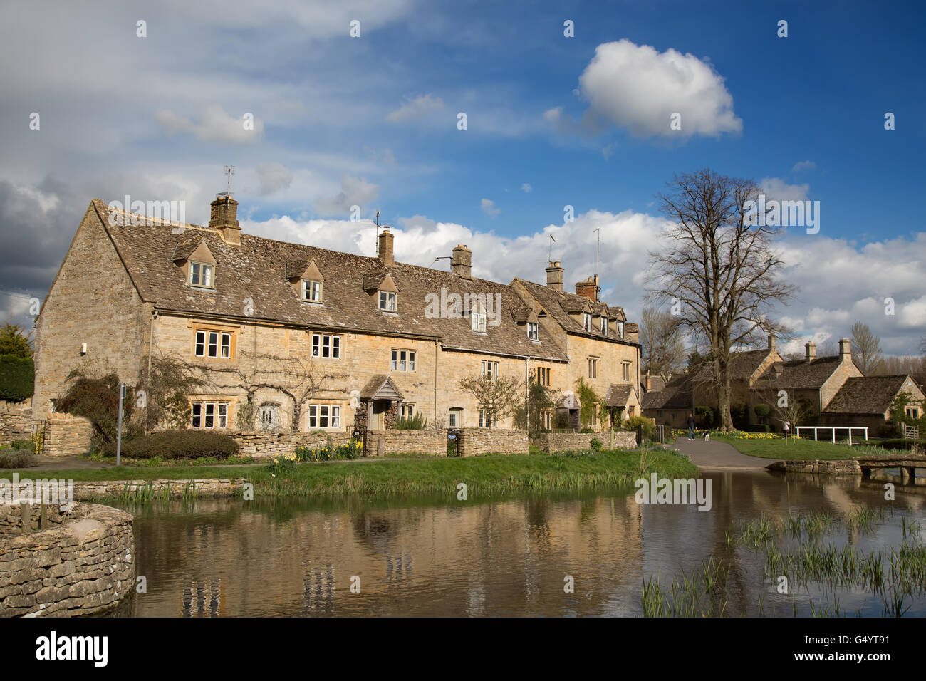 Ancient village "Lower Slaughter" in the Cotswolds region Stock Photo