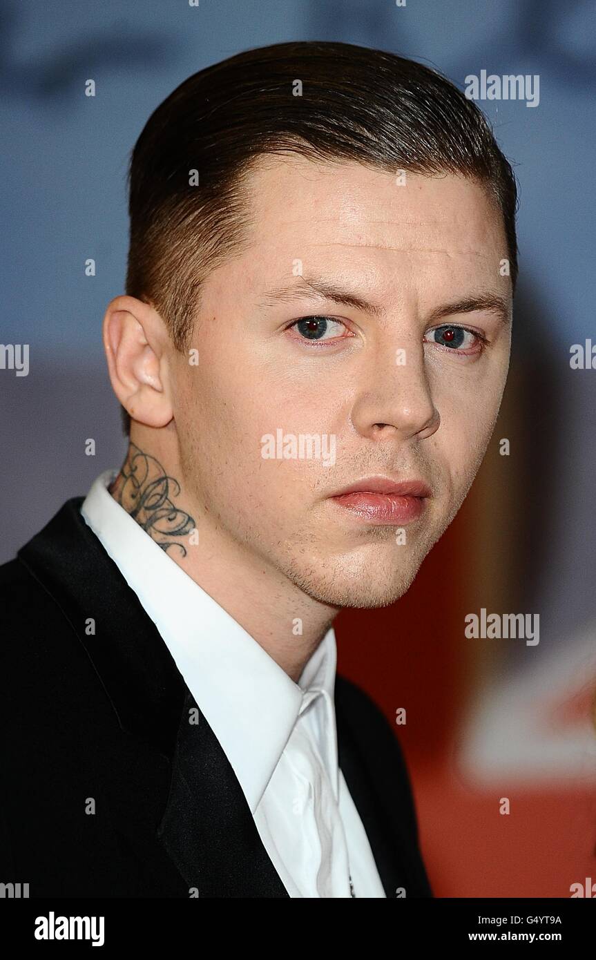 Professor Green arriving for the 2012 Brit Awards at The O2 Arena