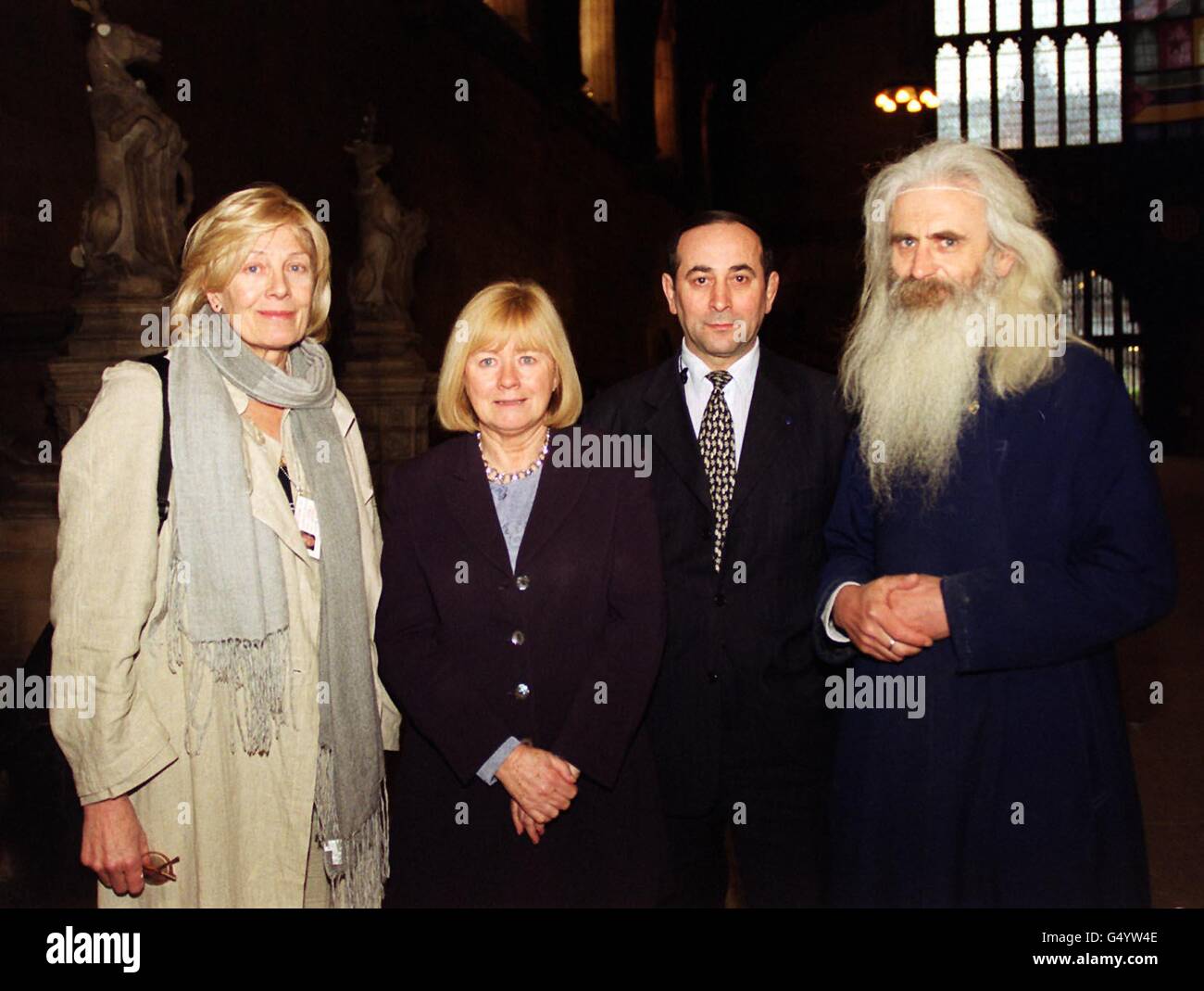 (l/r) Vanessa Redgrave, Ann Clwyd MP, Akhiad Idigov and Victor Popkov, in Westminster Hall. Anne Clywd, Chair of the Parliamentary Human Rights Group, has called for an international war crimes tribunal to be set up to examine allegations of atrocities in Chechnya. * Akhiad Idigov is Chairman of the Foreign Affairs Committee, and Victor Popkov is a member of the congregation of the Church of the Dormition Moscow, and also the director of the 'Omega' humanitarian aid organisation. Stock Photo