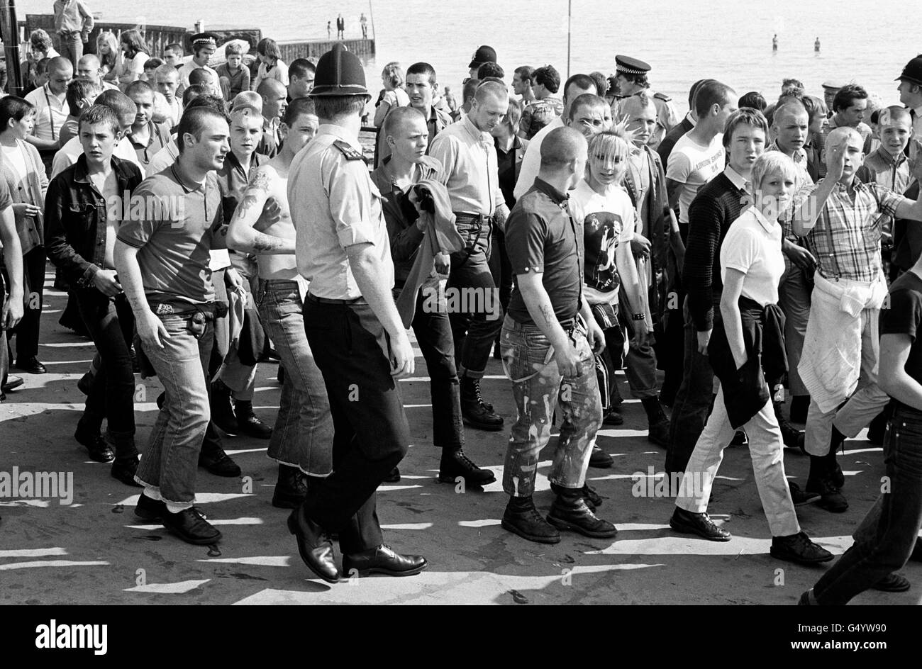 Law and Order - Gangs - Skinheads - Southend-on-Sea - 1980 Stock Photo