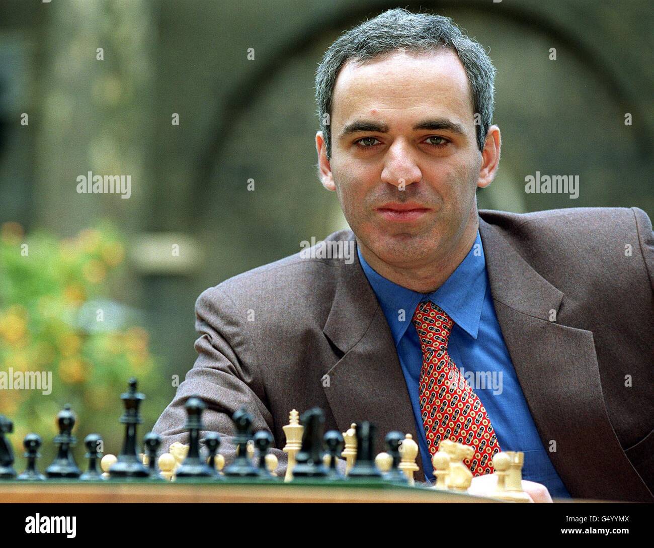 World Champion chess master Garry Kasparov studies the board during News  Photo - Getty Images