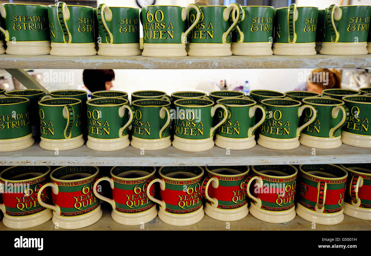 Mugs on the production line as part of the Diamond Jubilee Collection