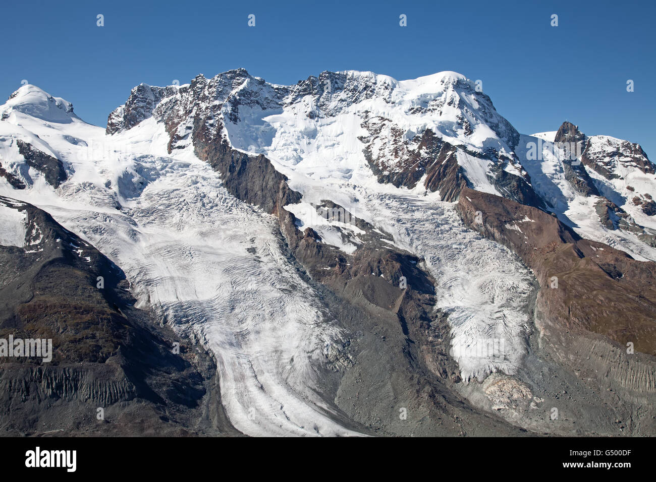 Melting glaciers in the swiss alps Stock Photo