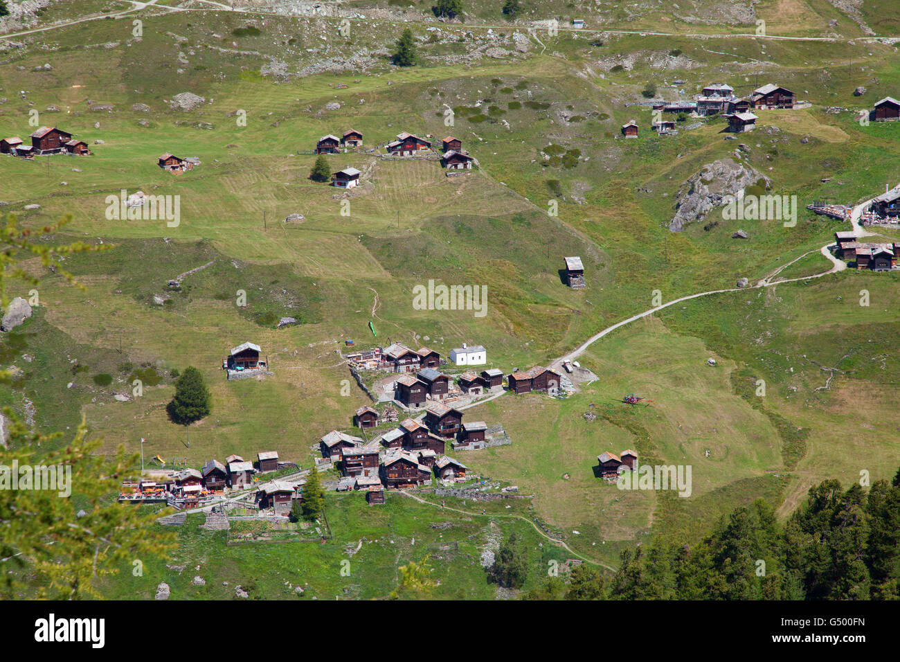 Hiking in the swiss alps nearby Zermatt Stock Photo