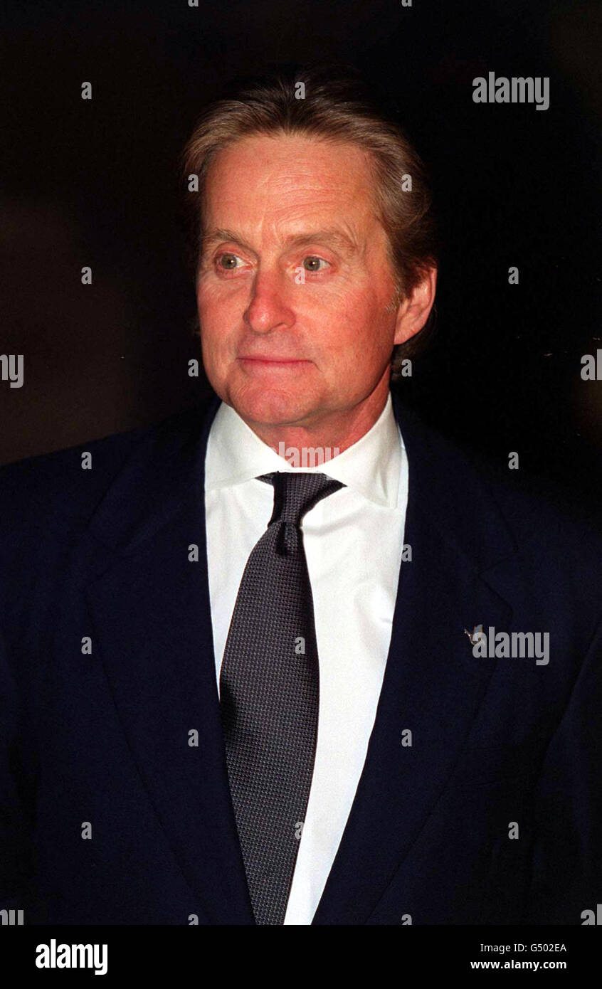 Hollywood actor Michael Douglas, nominated as a United Nations ambassador on nuclear disarmament, in Britain to urge British MPs to persuade USA and Russia to reduce stockpiles of nuclear weapons. *02/12/2000 Hollywood superstar Michael Douglas, who lost 10lbs before his wedding to Catherine Zeta Jones, has been forced to stop working out - because his wife is using his gym as a spare wardrobe. And despite throwing out all his weights and exercise equipment there is still not enough room in one of Michael's homes to contain her vast collection of clothes. The couple, who wed at a star-studded Stock Photo