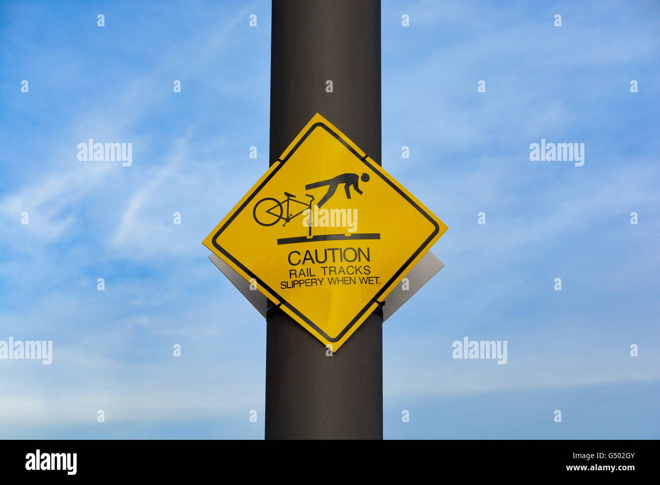 New Zealand, Auckland, warning sign in the port of Auckland Stock Photo