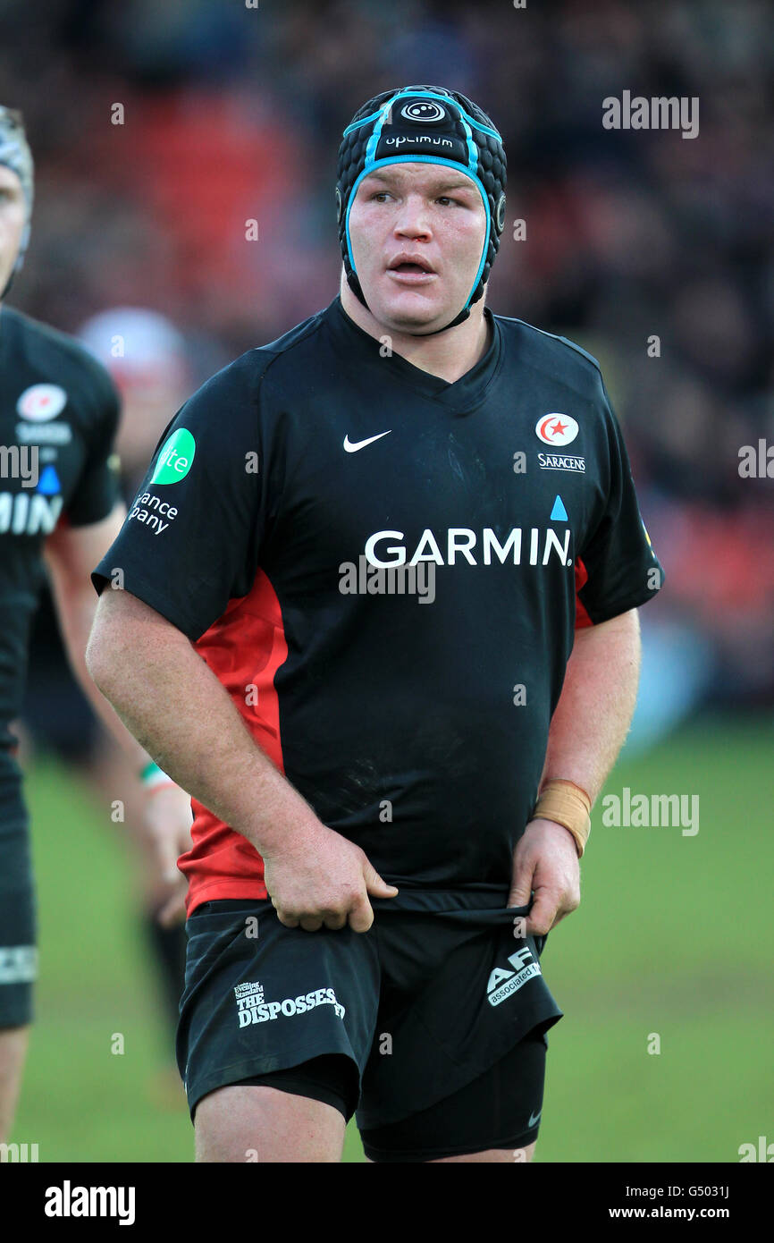 Rugby Union - Aviva Premiership - Saracens v Leicester Tigers - Vicarage Road. Matt Stevens, Saracens Stock Photo