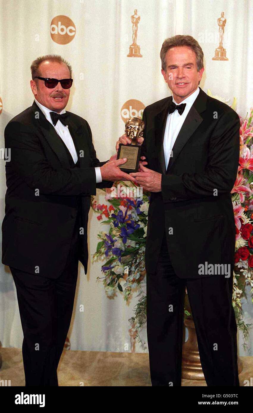 American actor warren beatty with actor jack nicholson hires stock
