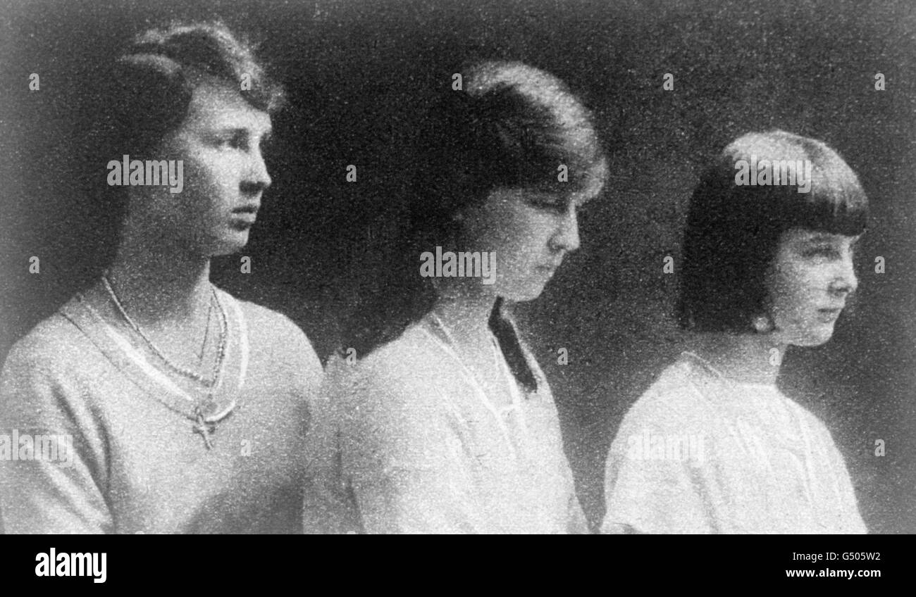 Left to right; Princess Olga, Princess Elizabeth and Princess Marina of Greece and Denmark. They were the daughters of Prince Nicholas of Greece and Denmark, the third son of George I of Greece. Stock Photo