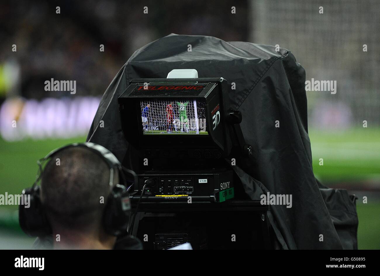 Soccer - Carling Cup - Final - Cardiff City v Liverpool - Wembley Stadium. A 3D Television camera captures the action Stock Photo