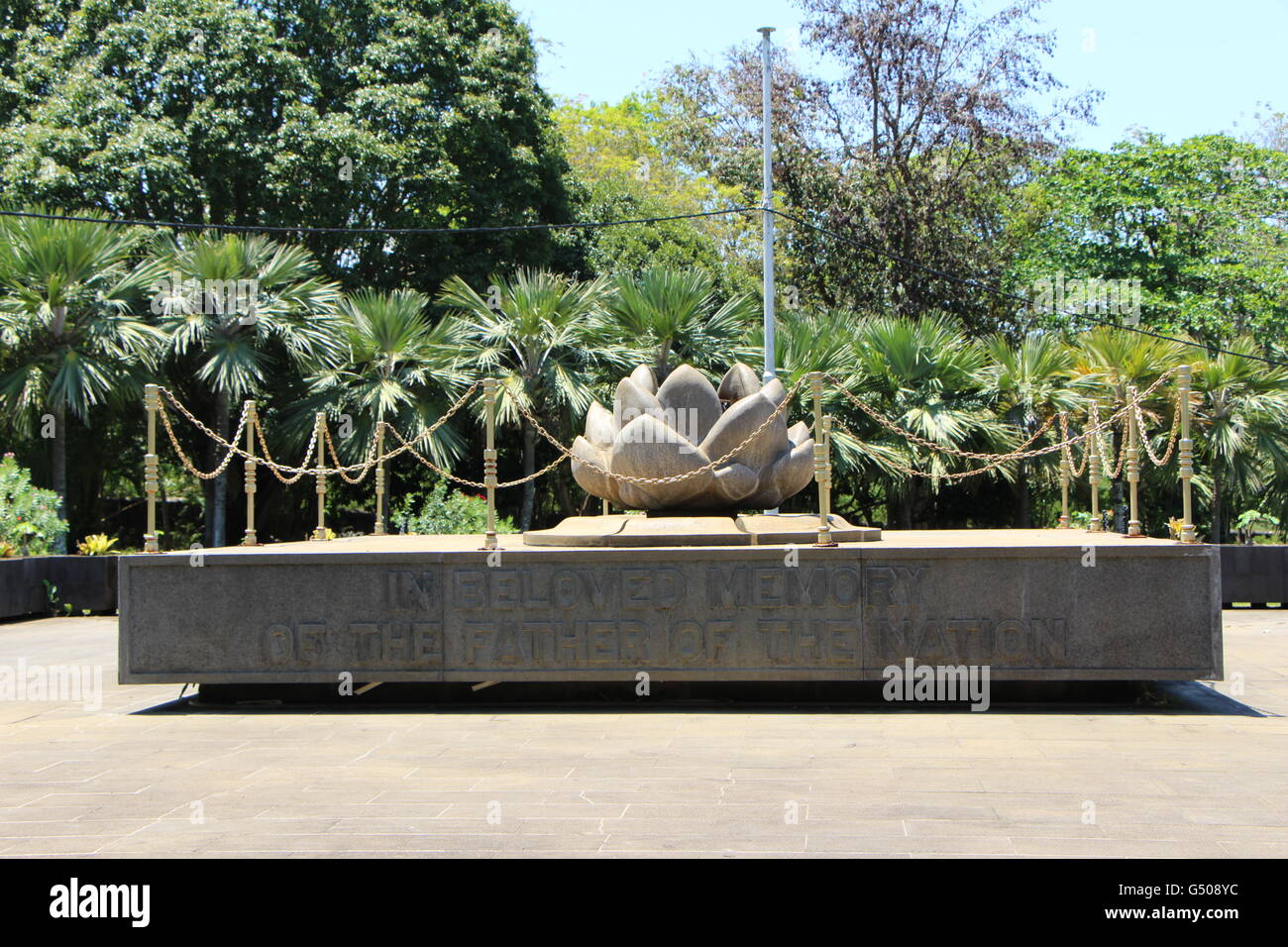 Memorial at Sir Seewoosagur Ramgoolam Botanical Gardens Stock Photo