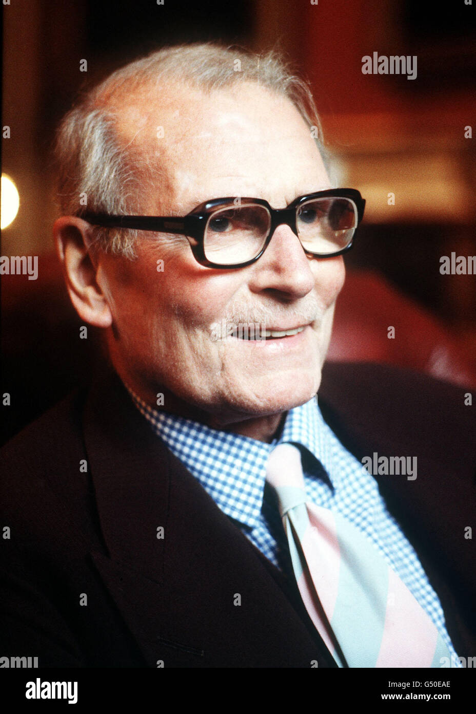 Actor and director Lord Laurence Olivier, aged 74, at the Garrick Club, London. Stock Photo