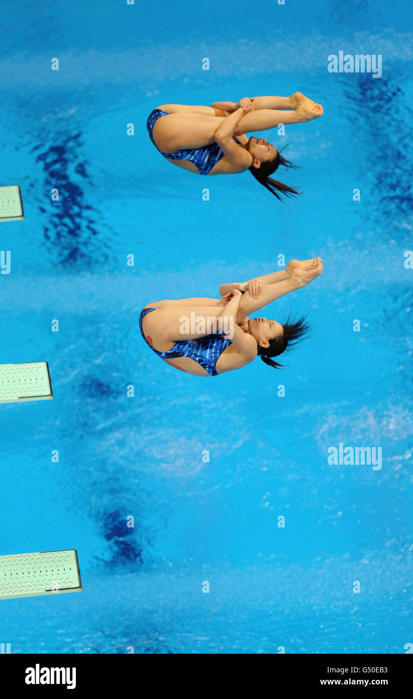 Synchronised Springboard China's Minxia Wu and Zi He compete in the Women's 3m Synchronised ...