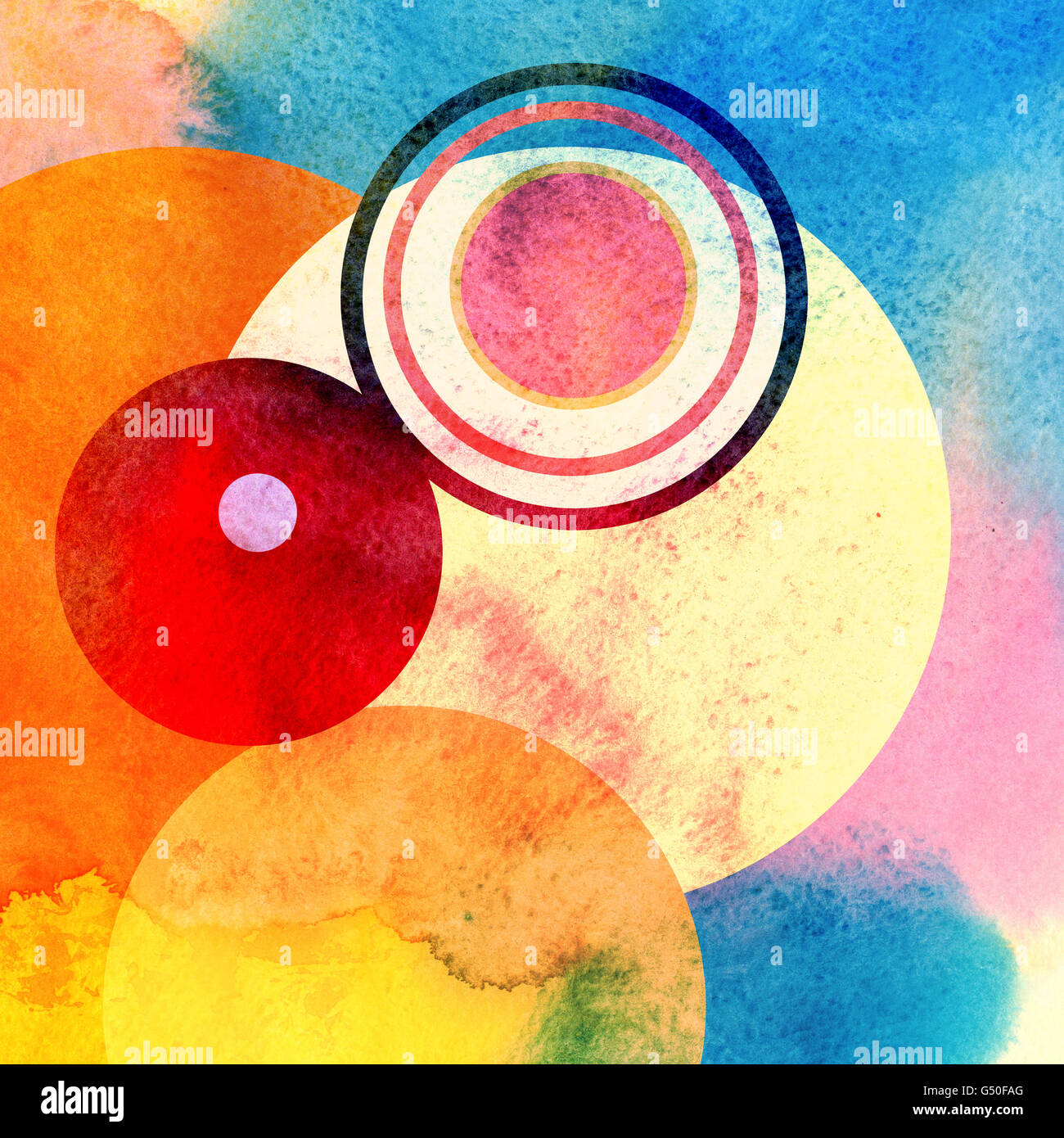 Abstract colorful watercolor background with different geometric ...