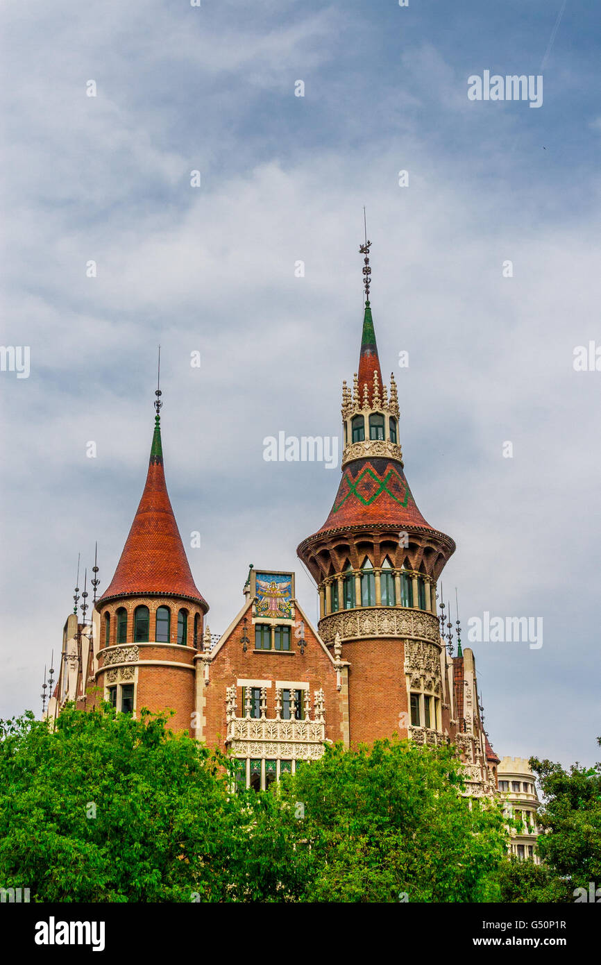 Barcelona Attractions, traditional architectures in Barcelona, Catalonia, Spain. Stock Photo