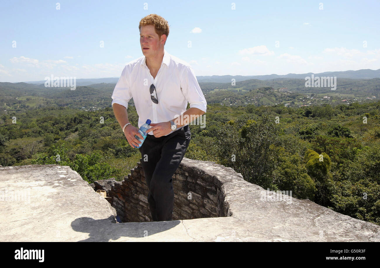 Prince Harry visits Xunantunich Mayan Temple in Benque Viejo del Carmen, Belize, on the second day of his 10 day tour to Belize, Bahamas, Jamaica, and Brazil. Stock Photo