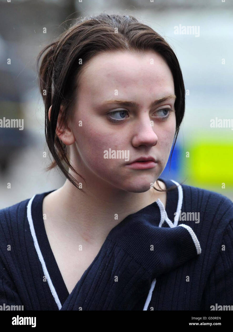 Jess Brown, 15, who was in a take away close to the scene of a shooting where a man was shot dead during a police operation involving armed officers in Warrington, Cheshire. Stock Photo