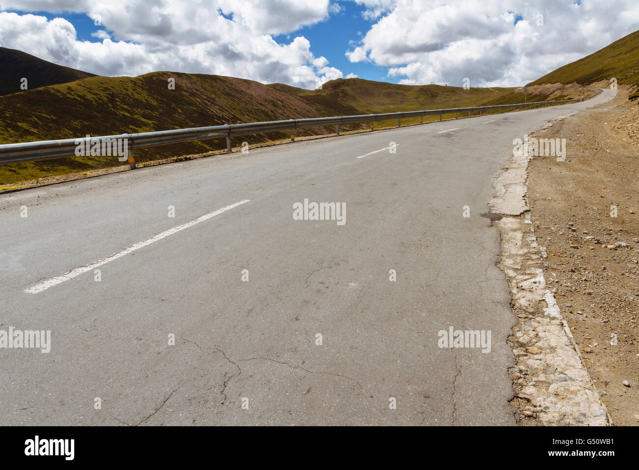 Tibet, China - The view of 318 national road in the wild with beautiful landscape. Stock Photo