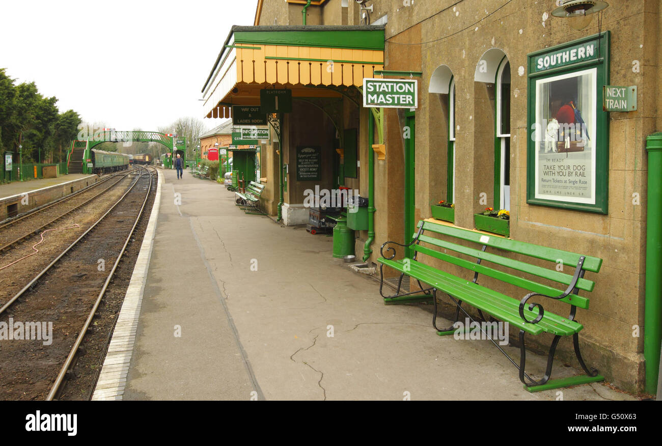 A general view of Alresford Station at the end of the Watercress Line near Winchester. Stock Photo