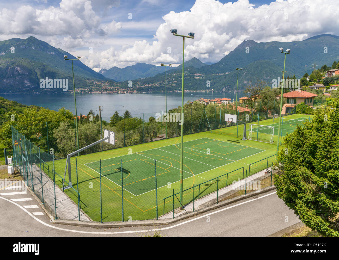 Football pitch with mountain view hires stock photography and images Alamy