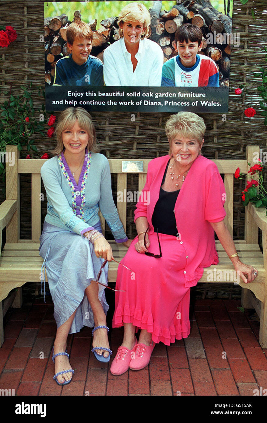 TV presenters and mother and daughter Gloria Hunniford (L) and Caron Keating sit on the Diana, Princess of Wales garden bench at the Chelsea Flower Show. The Memorial Fund has agreed to licence the seat in her memory, to help provide jobs in Bosnia. * Gradacac, a town on the front line during the war in Bosnia. 14/04/2004: Former TV presenter Caron Keating died last night after losing her battle with cancer, family friend Peter Powell said, Wednesday April 14, 2004. Stock Photo