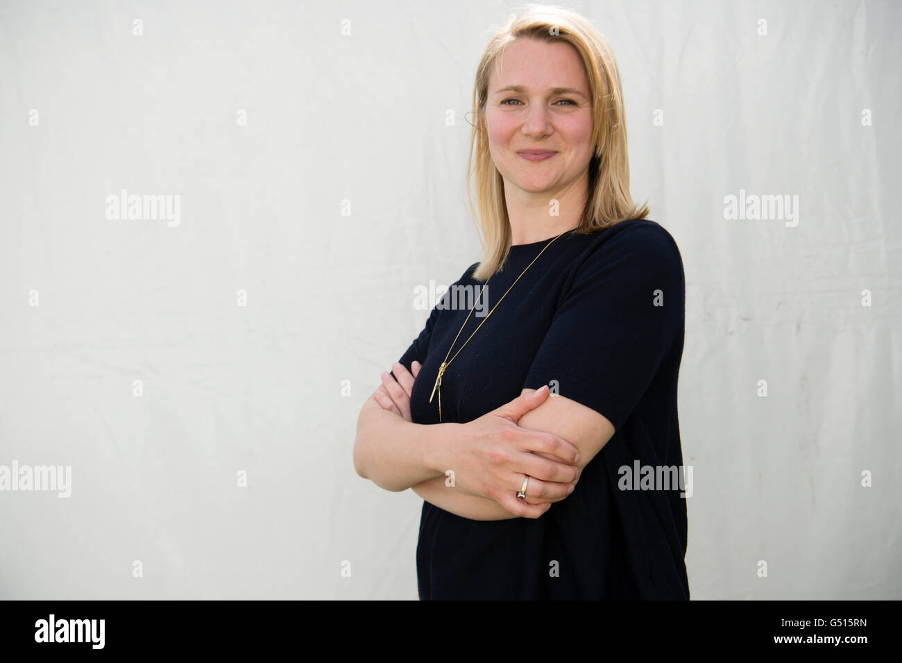 CHARLOTTE McDONALD-GIBSON, journalist and reporter on European issues, The Hay Festival of Literature and the Arts, May-June 2016 Stock Photo