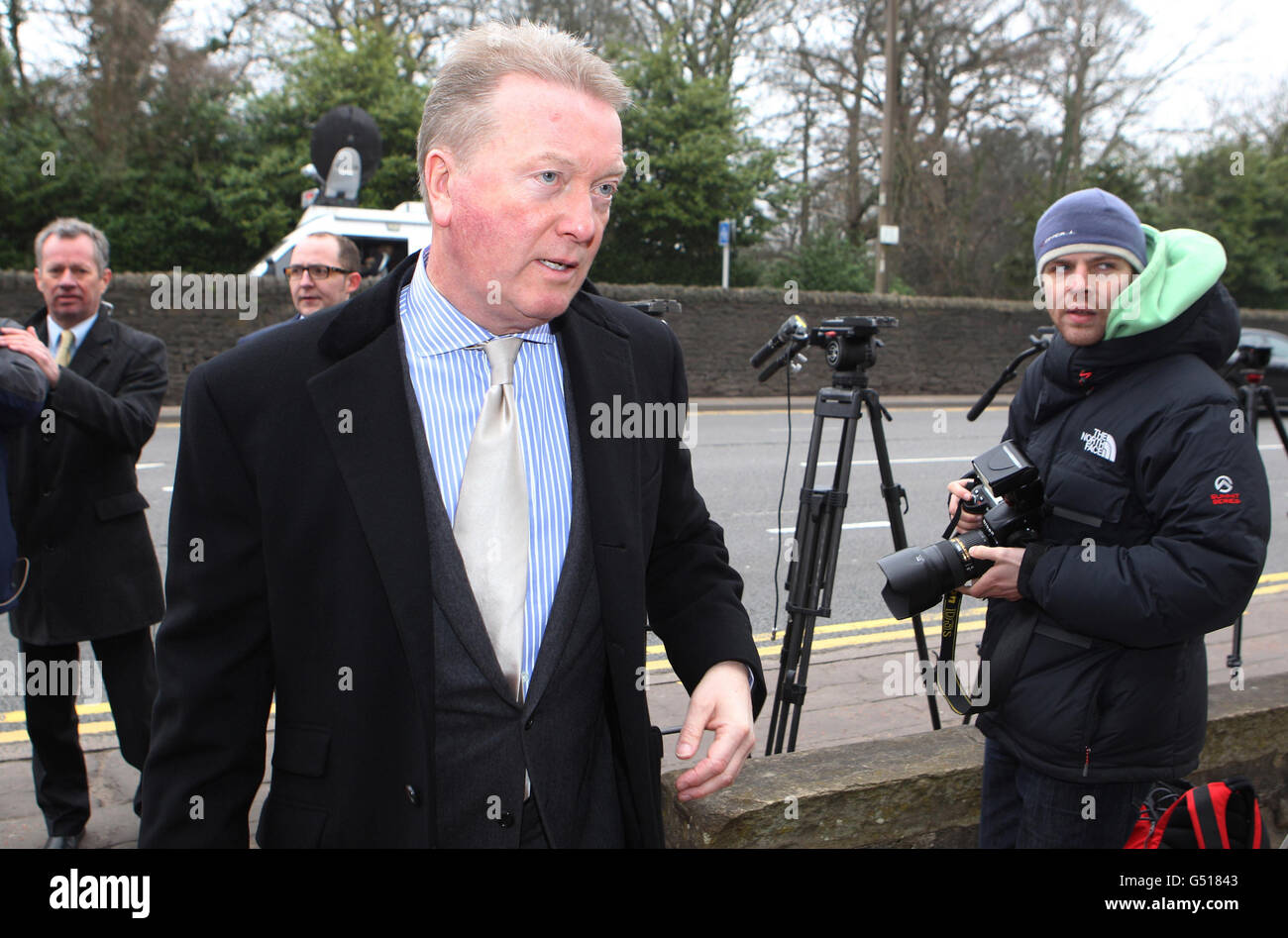 Promoter Frank Warren arrives for Dereck Chisora's at the British Boxing Board of Control, Cardiff. Stock Photo