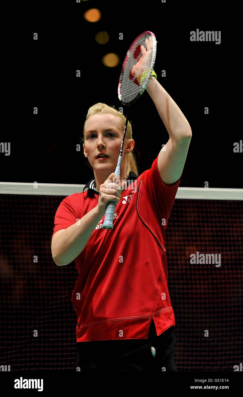 Scotland's Imogen Bankier applauds the fans after losing in her mixed ...